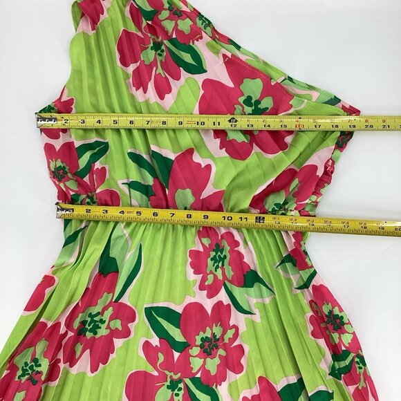 Gingham & Heels Womens One Shoulder Midi Dress Jacquard Romantic Floral Sz 16 - Picture 5 of 16